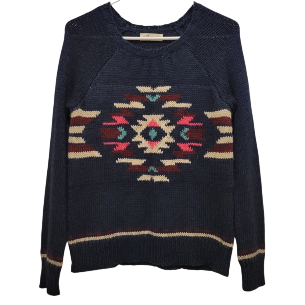 Hollister Navy Blue Wool Blend Knit Sweater